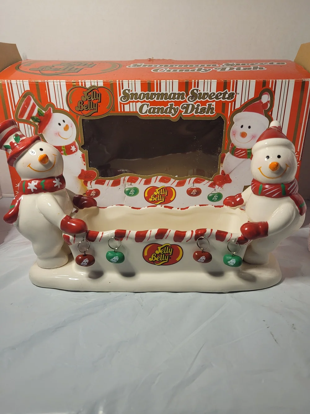 2007 Jelly Belly Snowman Sweets Christmas Candy Dish (Z)